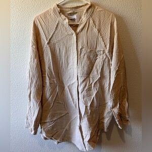 Aerie Women's Cream Textured Button-Up Cardigan